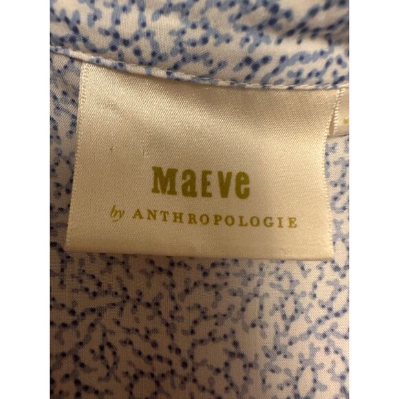 Maeve x Anthropologie Aveiro Flutter-Sleeved Buttondown Blue Motif Sz Medium - Picture 7 of 9